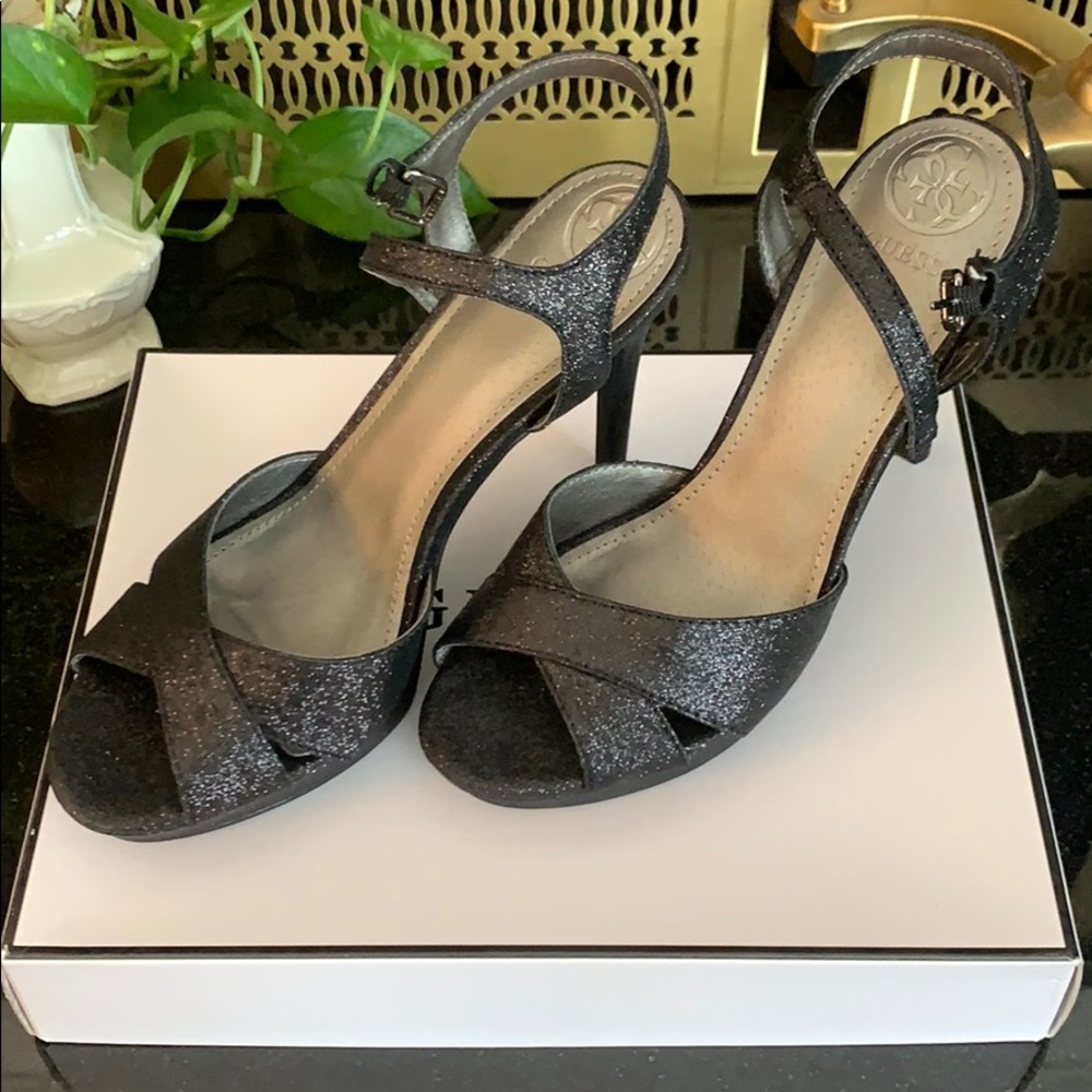 Black Glitter Guess Heels